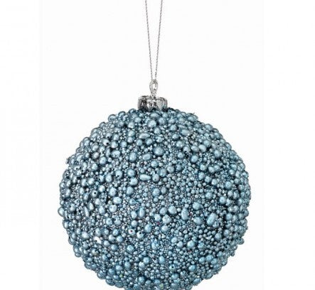 4" GLITTER METTALIC BEAD BALL ORNAMENT