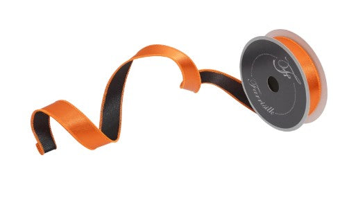 1" X 10 SPRING SATIN DUO Orange and Black - Farrisilk