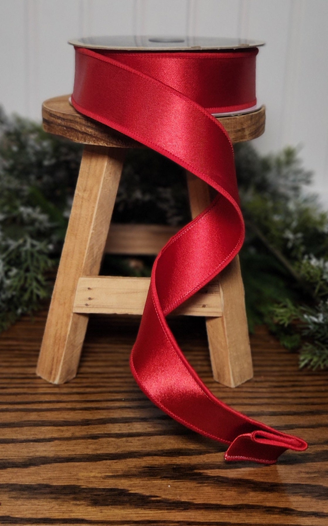 1.5" X 10 YD Double Sided Fused Satin Ribbon: Red