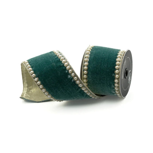 4" X 5 YD PEARL BORDERS Celadon- Farrisilk
