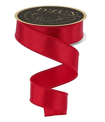 1.5" X 10 YD Double Sided Fused Satin Ribbon: Red