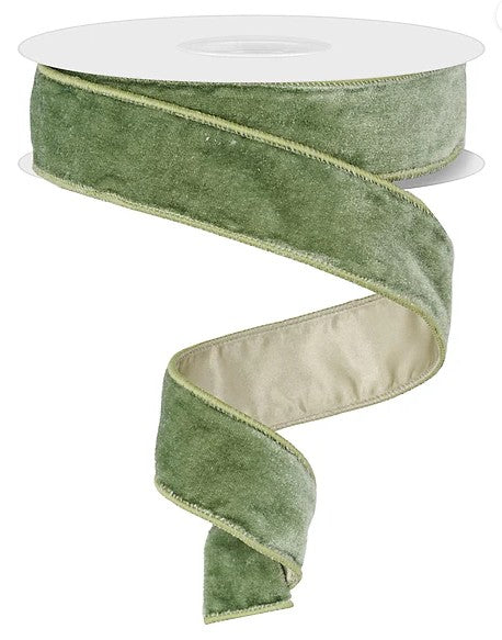 1.5" X 10 YD Deluxe Velvet Satin Backing Ribbon: Sage Green